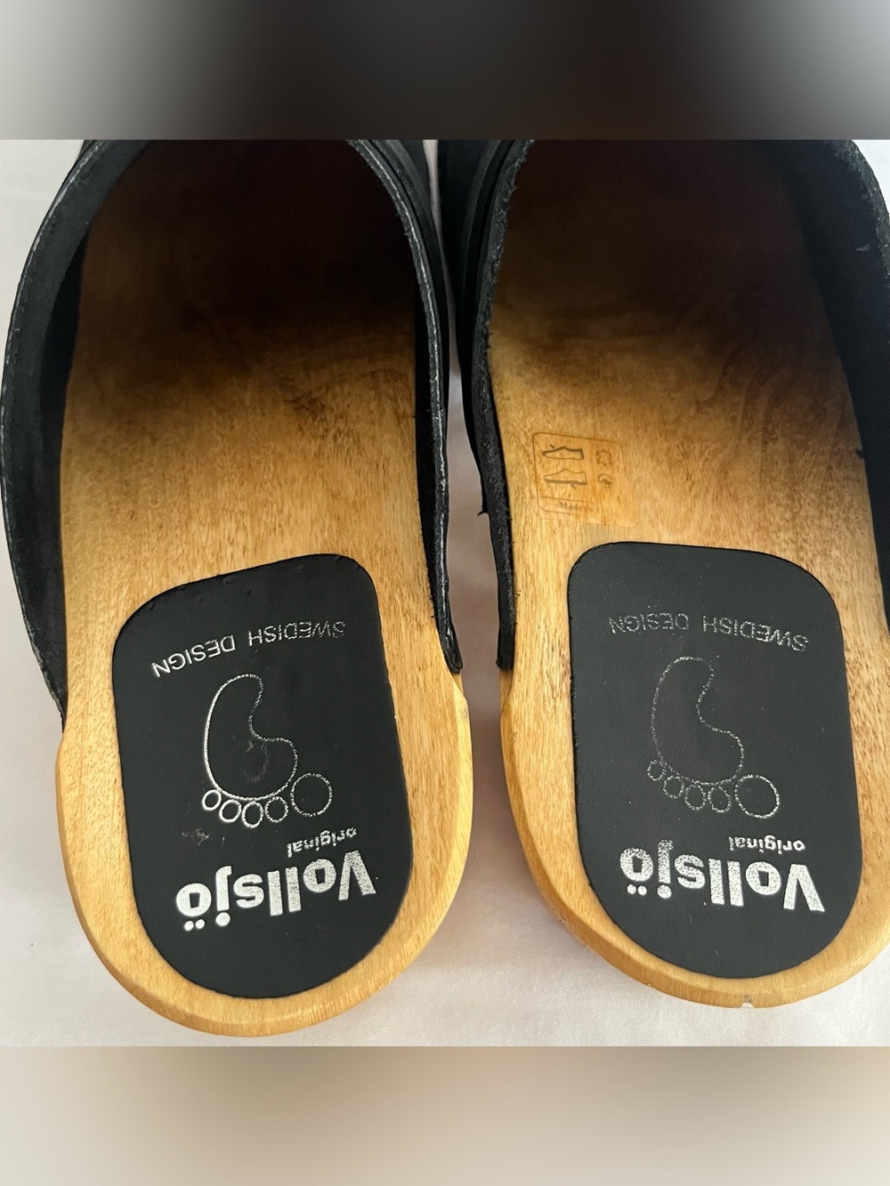 Black Suede Clog Mules with Wood Platform - Picture 6 of 8